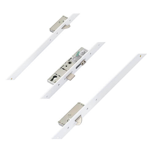 ERA Latch Deadbolt 2 Hooks Split Spindle 44mm Flat White Faceplate Multipoint Door Lock