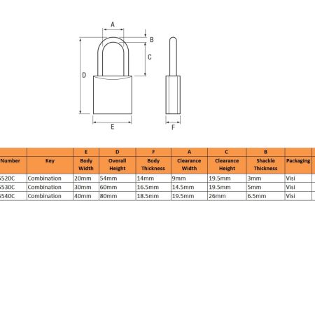 Abus 155 Series Open Shackle Combination Padlocks