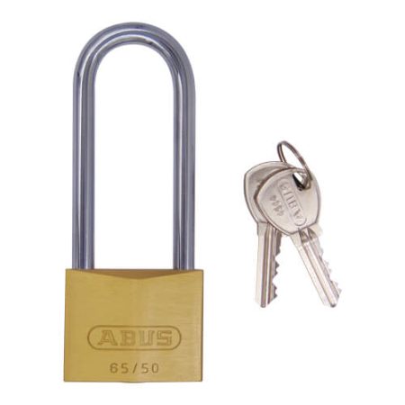 Abus 65 Series 50mm Extra Long Shackle Brass Padlock