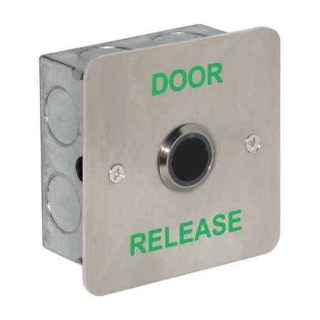 CQR AEB0699-1DR Touch Free Exit Button IP65 With 20mm Button - Legend "Door Release" - Stainless Steel (LEAD TIME: 2-3 DAYS)