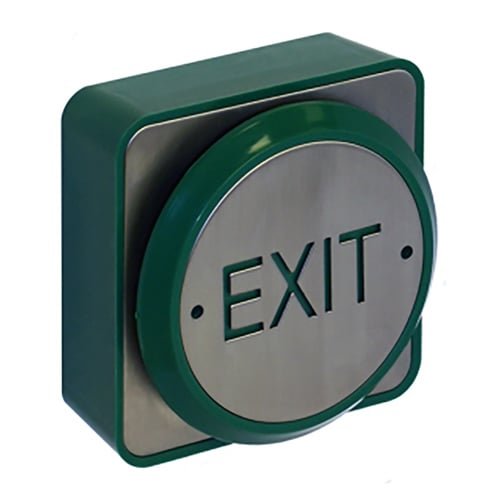 CQR AEB16 Surface Mounted Round Switch - Legend "Exit" (IP55 Rated) - Stainless Steel (LEAD TIME: 2-3 DAYS)