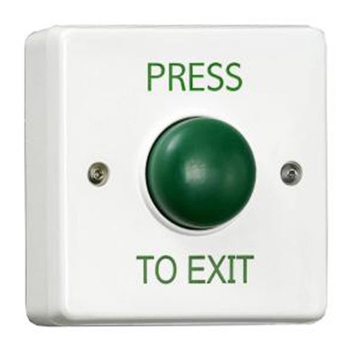 CQR AEB17 Surface Mounted Plastic Green Dome Button - Legend "Press To Exit" (LEAD TIME: 2-3 DAYS)