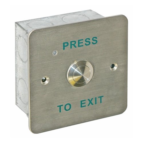 CQR AEB2 Flush Exit Button With 19mm Button NO/NC - Legend "Press To Exit" - Stainless Steel (LEAD TIME: 2-3 DAYS)