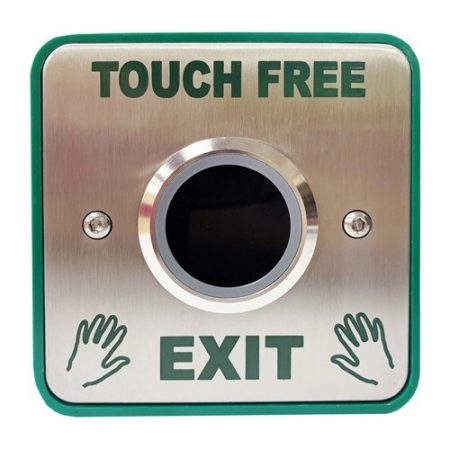 CQR AEB36 Touch Free Exit Button - 12/24V DC - Legend "Touch Free Exit"- Stainless Steel (LEAD TIME: 2-3 DAYS)