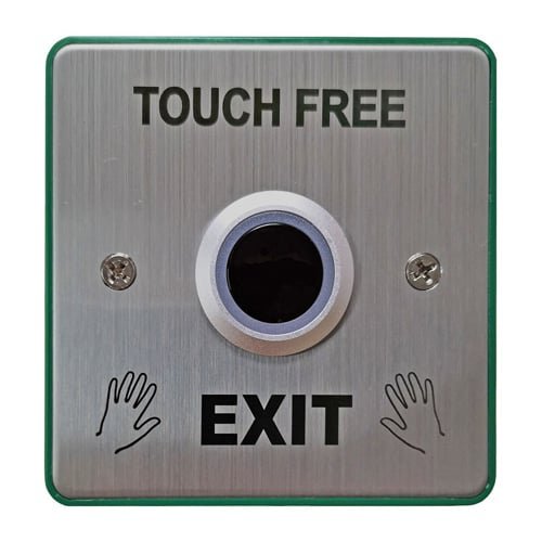 CQR AEB37 Touch Free Exit Button - 12/24V DC - Legend "Touch Free Exit"- Stainless Steel (LEAD TIME: 2-3 DAYS)