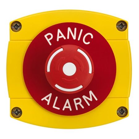 CQR AEB54 IP66 Yellow/Red Surface Box With Red Push On / Twist Off Button - Legend "Panic Alarm" (LEAD TIME: 2-3 DAYS)