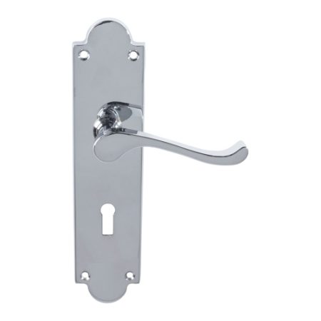 Carlisle Brass CBS68CP Victorian Scroll Lever On Shaped Backplate - Lock 57mm C/C (Contract Range) (LEAD TIME: 2-3 DAYS)