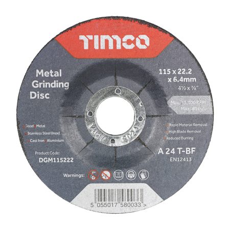 Timco Metal Grinding Disc 115x6.4x22.2mm