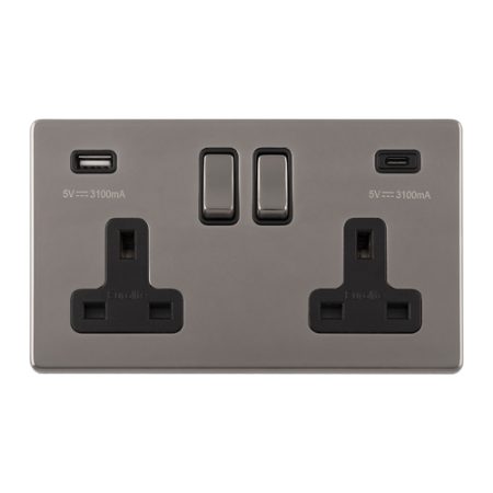 Eurolite ECBN2USBCB Concealed 3mm 2 Gang USBC Socket (LEAD TIME: 2-3 DAYS)