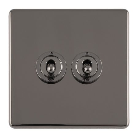 Eurolite ECBNT2SW 2 GANG 10AMP 2WAY TOGGLE SWITCH BLACK NICKEL PLATE (LEAD TIME: 2-3 DAYS)