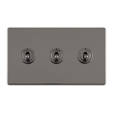 Eurolite ECBNT3SW 3 GANG 10AMP 2WAY TOGGLE SWITCH BLACK NICKEL PLATE (LEAD TIME: 2-3 DAYS)