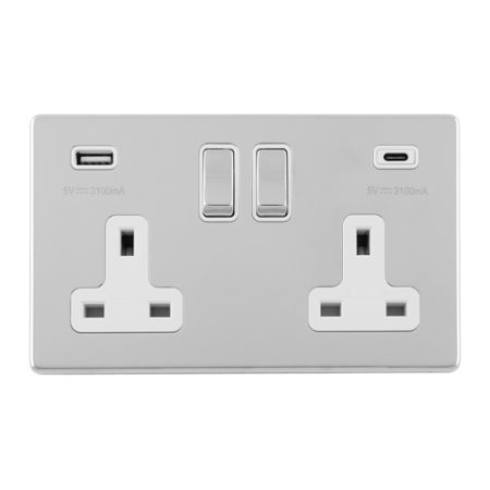 Eurolite ECPC2USBCW Concealed 3mm 2 Gang USBC Socket (LEAD TIME: 2-3 DAYS)