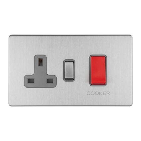 Eurolite ECSS45ASWASG 45Amp DP Cooker Switch with 13Amp Socket (LEAD TIME: 2-3 DAYS)