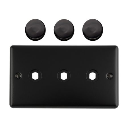 Eurolite EN3DIMMBB Dimmer Switch Plate-Matt Black-3-Gang (LEAD TIME: 2-3 DAYS)
