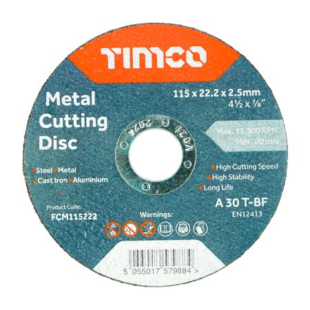 Timco Metal Cutting Disc 115 x 22.2 x 2.5