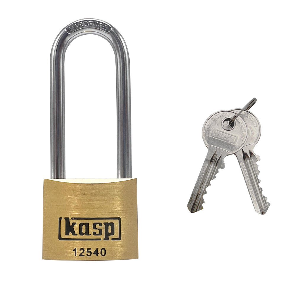 Kasp 125 series 40mm Long Shackle Brass padlock