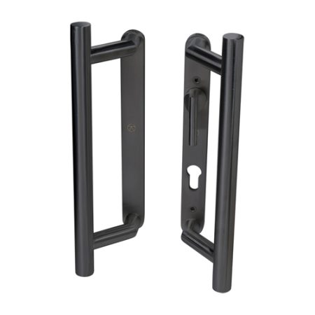 Coastal Group KM950B BLU Patio Sliding Door Handles Back To Back Blank Plate & Euro Cut-Out with Lever (LEAD TIME: 2-3 DAYS)