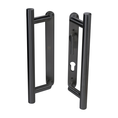 Coastal Group KM950B BLU Patio Sliding Door Handles Back To Back Blank Plate & Euro Cut-Out with Lever (LEAD TIME: 2-3 DAYS)