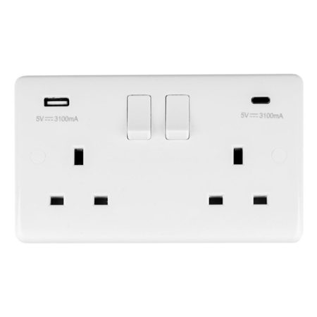 Eurolite PL4620C Enhance White Plastic 2-Gang USB-C Socket (LEAD TIME: 2-3 DAYS)
