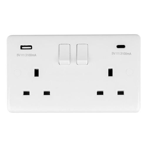 Eurolite PL4620C Enhance White Plastic 2-Gang USB-C Socket (LEAD TIME: 2-3 DAYS)