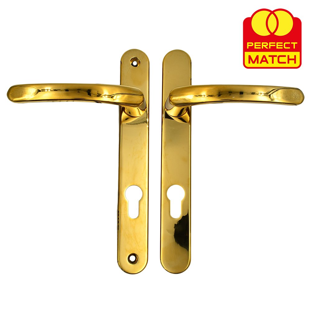 TSS Lever Lever UPVC Multipoint Door Handles - 92mm PZ - Sprung - 203mm Screw Centres - 232mm Backplate