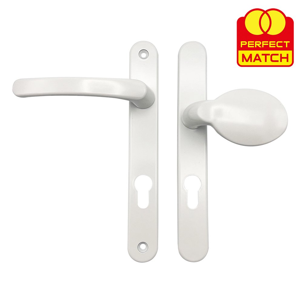TSS Lever Moveable Pad Offset UPVC Multipoint Door Handles - 92/70mm PZ - Sprung - 203mm Screw Centres