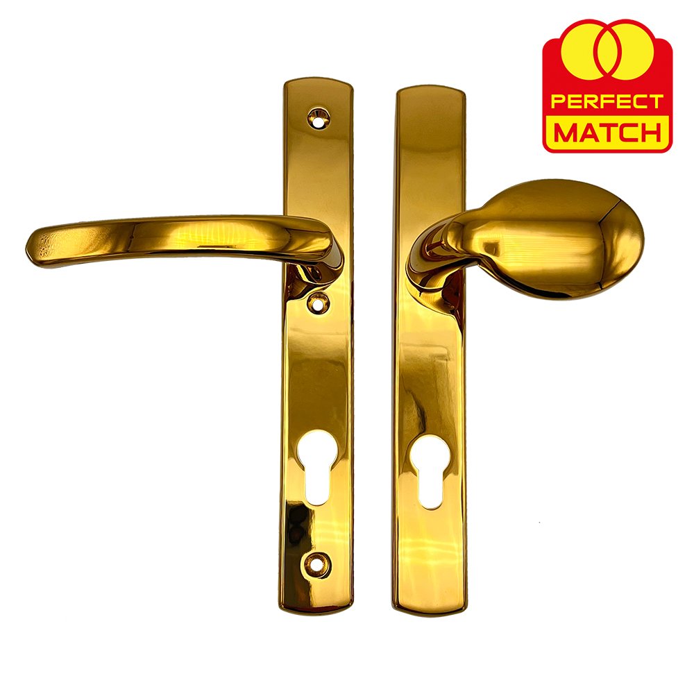 TSS Lever Moveable Pad UPVC Multipoint Door Handles - 92mm PZ - Sprung - 215mm Screw Centres - 3x Fixings