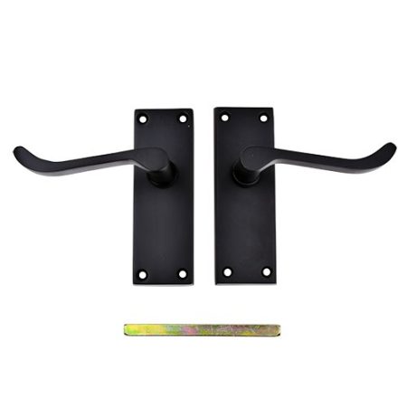 TSS Black Victorian Scroll Lever On Plate Furniture