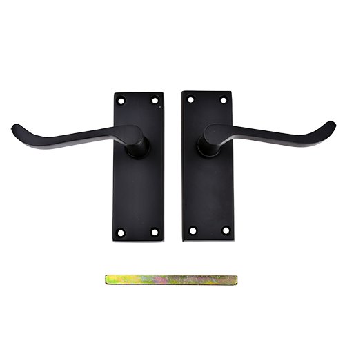 TSS Black Victorian Scroll Lever On Plate Furniture