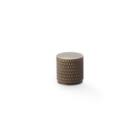 Alexander & Wilks AW800-20-AB Brunel Knurled Cylinder Cupboard Knob - Antique Brass 20mm (LEAD TIME: 2-3 DAYS)