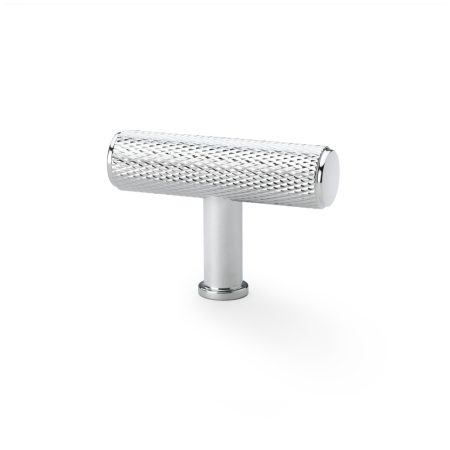 Alexander & Wilks AW801-55-PC Crispin Knurled T Bar Cupboard Knob - Polished Chrome (LEAD TIME: 2-3 DAYS)