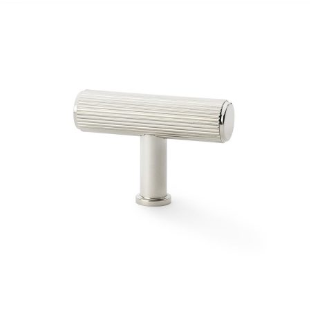 Alexander & Wilks AW801R-55-PN Crispin Reeded T Bar Cupboard Knob - Polished Nickel (LEAD TIME: 2-3 DAYS)