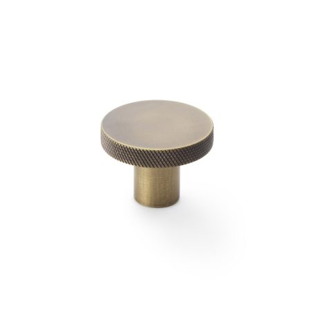 Alexander & Wilks AW802-38-AB Hanover Knurled Circular Cupboard Knob - Antique Brass 38mm (LEAD TIME: 2-3 DAYS)