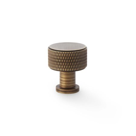 Alexander & Wilks AW807K-29-AB Lucia Knurled Cupboard Knob - Antique Brass 29mm (LEAD TIME: 2-3 DAYS)