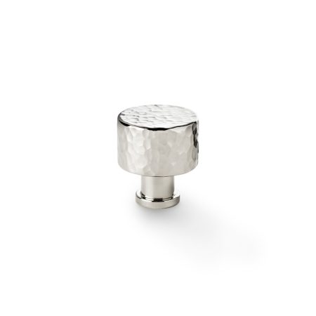 Alexander & Wilks AW816-30-PN Leila Hammered Cupboard Knob - Polished Nickel 30mm (LEAD TIME: 2-3 DAYS)