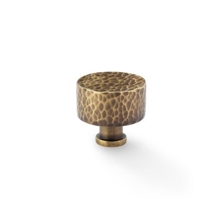 Alexander & Wilks AW816-35-AB Leila Hammered Cupboard Knob - Antique Brass 35mm (LEAD TIME: 2-3 DAYS)