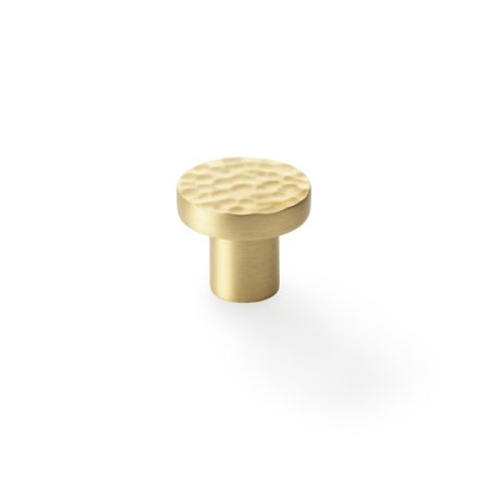 Alexander & Wilks AW820-30-SB Hanover Hammered Cupboard Knob - Satin Brass 30mm (LEAD TIME: 2-3 DAYS)