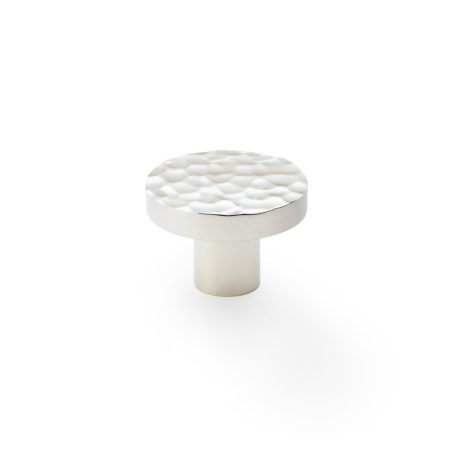 Alexander & Wilks AW820-38-PN Hanover Hammered Cupboard Knob - Polished Nickel 38mm (LEAD TIME: 2-3 DAYS)