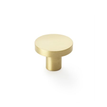 Alexander & Wilks AW821-38-SB Hanover Plain Cupboard Knob - Satin Brass Knob 38mm (LEAD TIME: 2-3 DAYS)