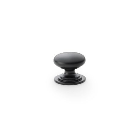Alexander & Wilks AW825-25-BL Waltz Round Cupboard Knob On Stepped Rose Black Knob 25mm (LEAD TIME: 2-3 DAYS)