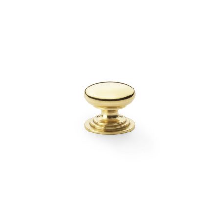 Alexander & Wilks AW825-25-PBL Waltz Round Cupboard Knob On Stepped Rose - Polished Brass Knob 25mm (LEAD TIME: 2-3 DAYS)
