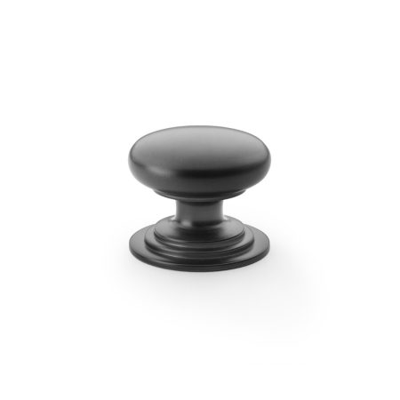 Alexander & Wilks AW825-38-BL Waltz Round Cupboard Knob On Stepped Rose Black Knob 38mm (LEAD TIME: 2-3 DAYS)