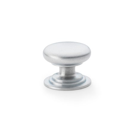 Alexander & Wilks AW825-38-SC Waltz Round Cupboard Knob On Stepped Rose - Satin Chrome Knob 38mm (LEAD TIME: 2-3 DAYS)