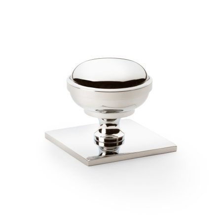 Alexander & Wilks AW826-38-PNPVD Quantock Cupboard Knob On Square Backplate - Polished Nickel 38mm (LEAD TIME: 2-3 DAYS)
