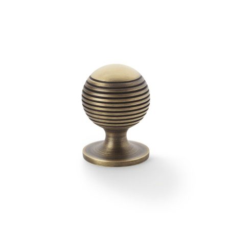 Alexander & Wilks AW832-32-AB Caesar Cupboard Knob On Round Rose - Antique Brass 32mm (LEAD TIME: 2-3 DAYS)