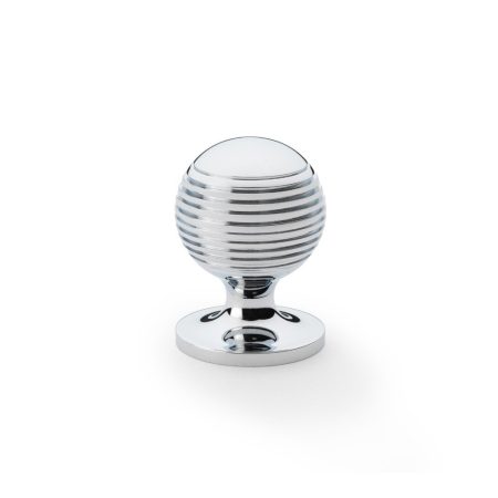 Alexander & Wilks AW832-32-PC Caesar Cupboard Knob On Round Rose - Polished Chrome 32mm (LEAD TIME: 2-3 DAYS)