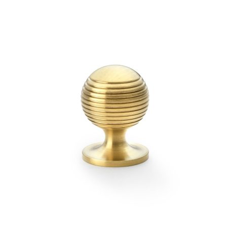 Alexander & Wilks AW832-32-SBPVD Caesar Cupboard Knob On Round Rose - Satin Brass PVD 32mm (LEAD TIME: 2-3 DAYS)