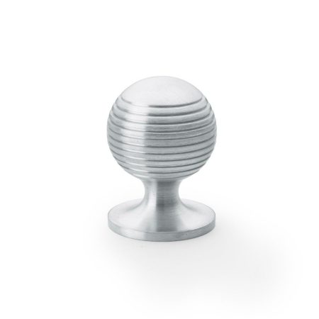 Alexander & Wilks AW832-32-SC Caesar Cupboard Knob On Round Rose - Satin Chrome 32mm (LEAD TIME: 2-3 DAYS)