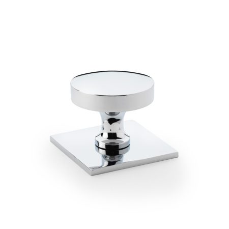 Alexander & Wilks AW835-38-PC Bullion Cupboard Knob On Square Backplate - Polished Chrome (LEAD TIME: 2-3 DAYS)