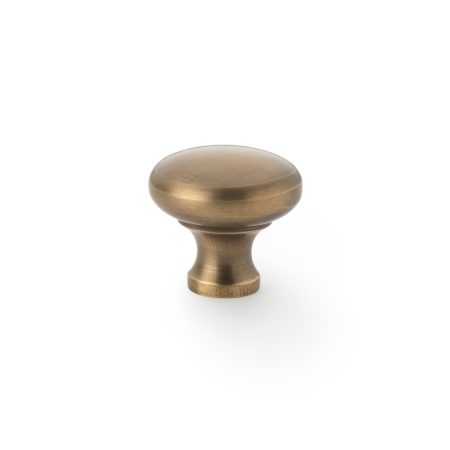 Alexander & Wilks AW836-32-AB Wade Round Cupboard Knob - Antique Brass 32mm (LEAD TIME: 2-3 DAYS)